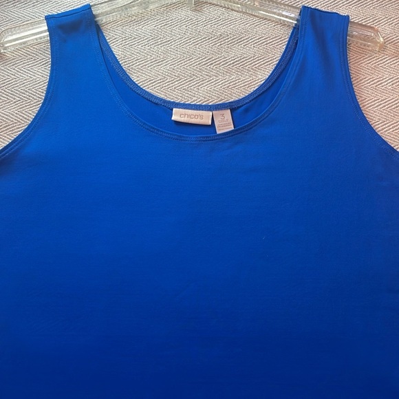 CHICOS Blue Sleeveless Tank Top Chico’s Sz 3 XL Pit to Pit 21 5/8” Preworn - Picture 10 of 14